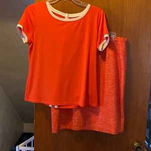 Skirt and button back top